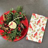Driftless Studios - Red Cardinal Pattern Waffle Hand Towel With Hanging Loop Driftless Studios