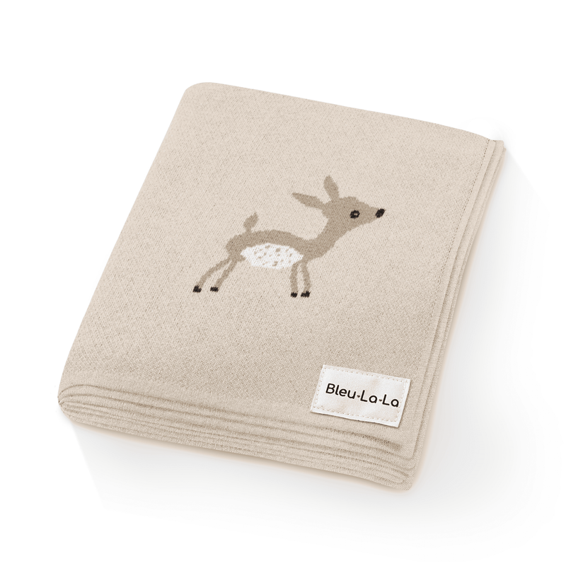 Bleu La La - 100% Luxury Cotton Receiving Swaddle Baby Blanket - Deer Bleu La La