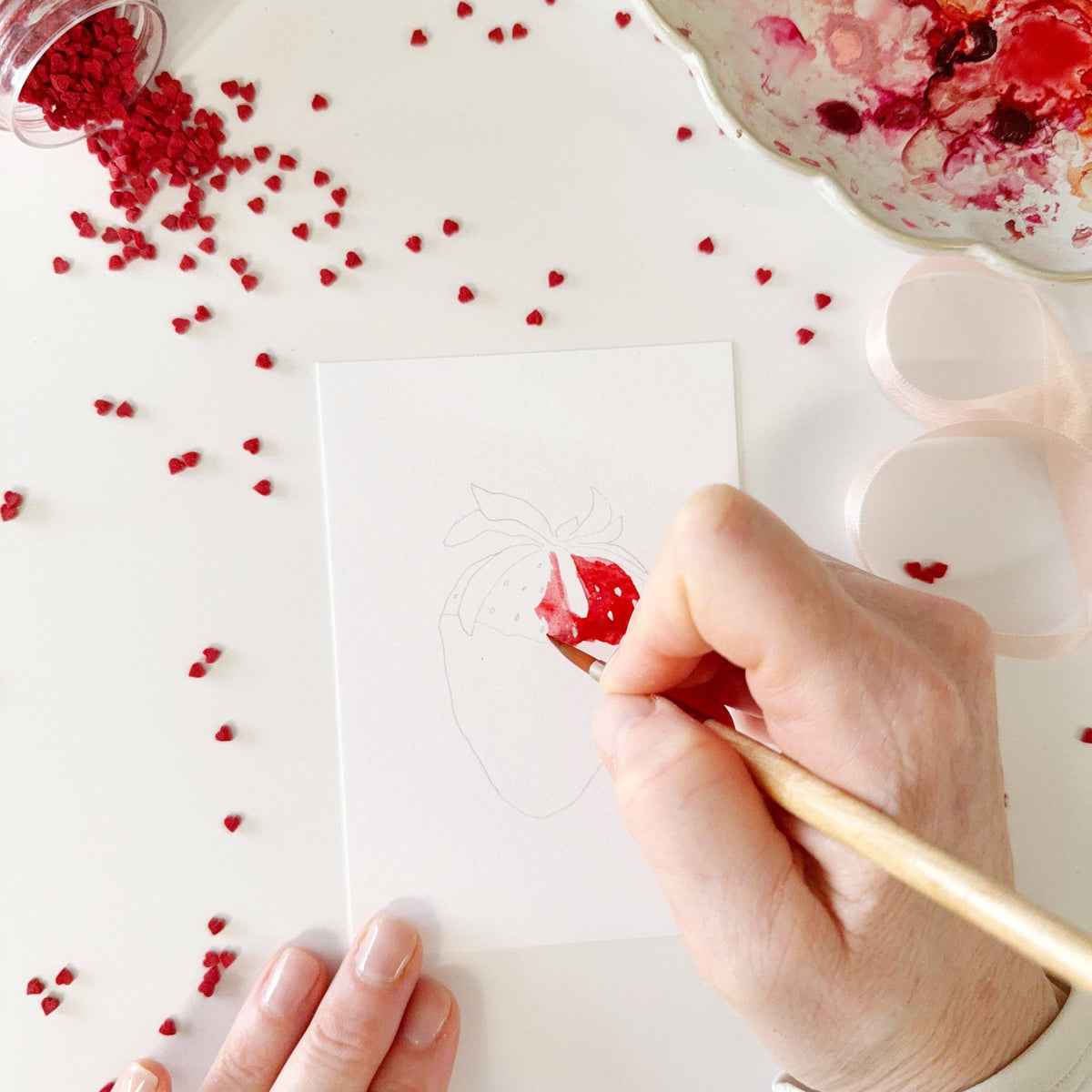 Sweet treats valentines paintable watercolor notecard set