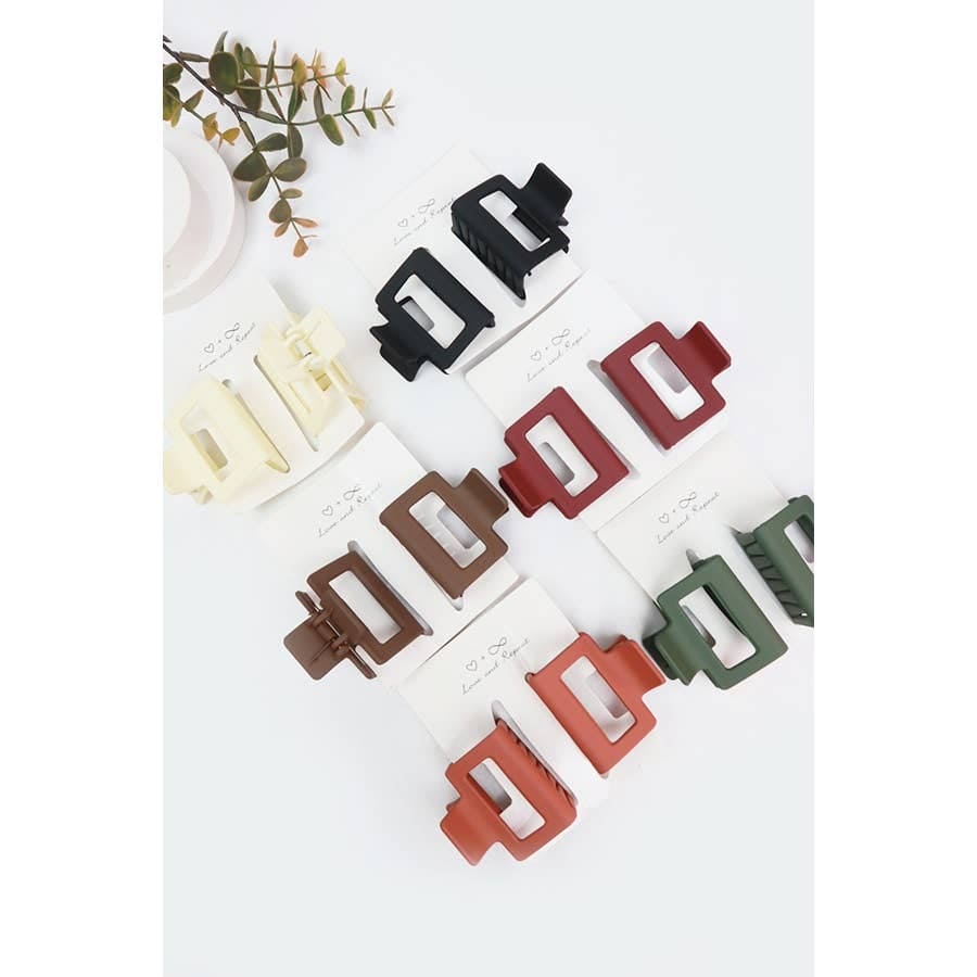 Matt Small Cut Out Rectangle Hair Claw: MIX COLOR Love and Repeat