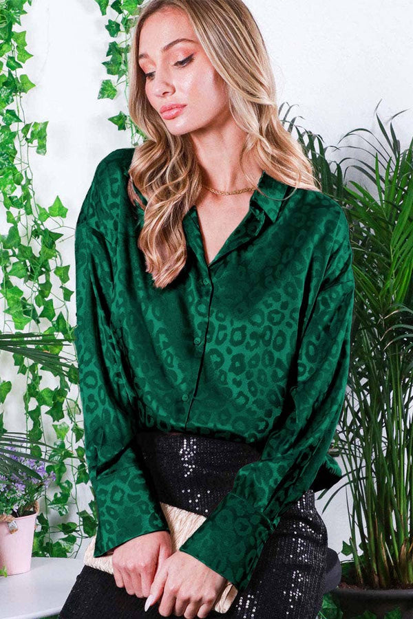 Women's Jacquard Shirt Blouse Vine & Love