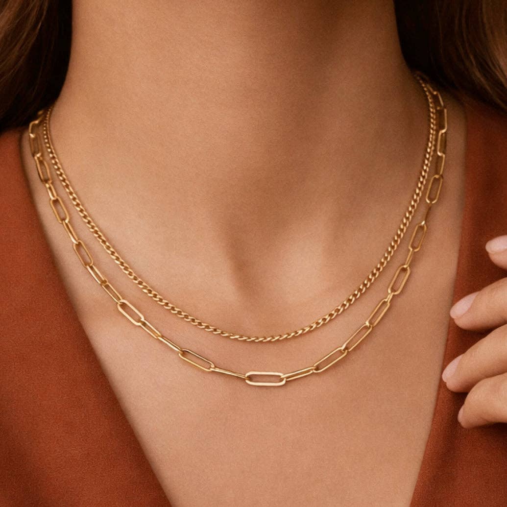 18K Gold Plated Paperclip Chain Necklace