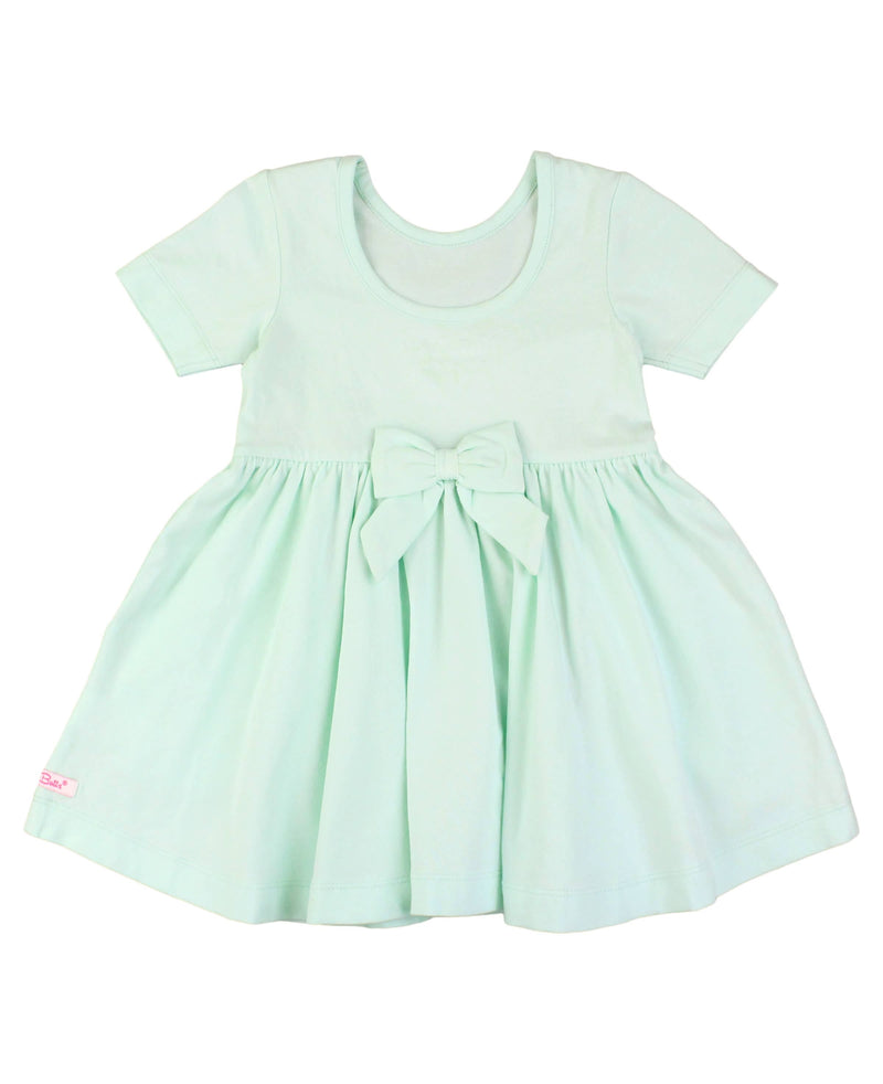 RuffleButts - Mint Knit Short Sleeve Twirl Dress