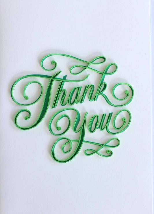 Thank You - Green Flourish (Mini Quilled Card)