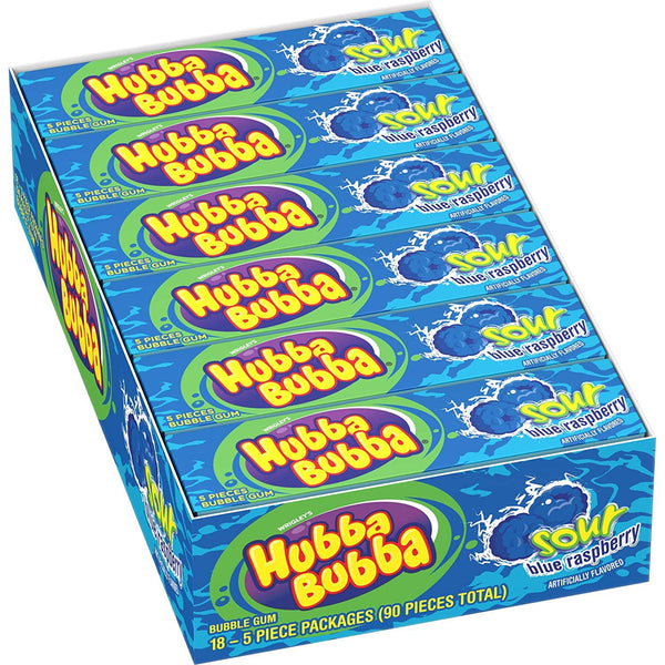 Hubba Bubba Sour Blue Raspberry Bubble Gum, 18ct Grandpa Joe's Candy Shop