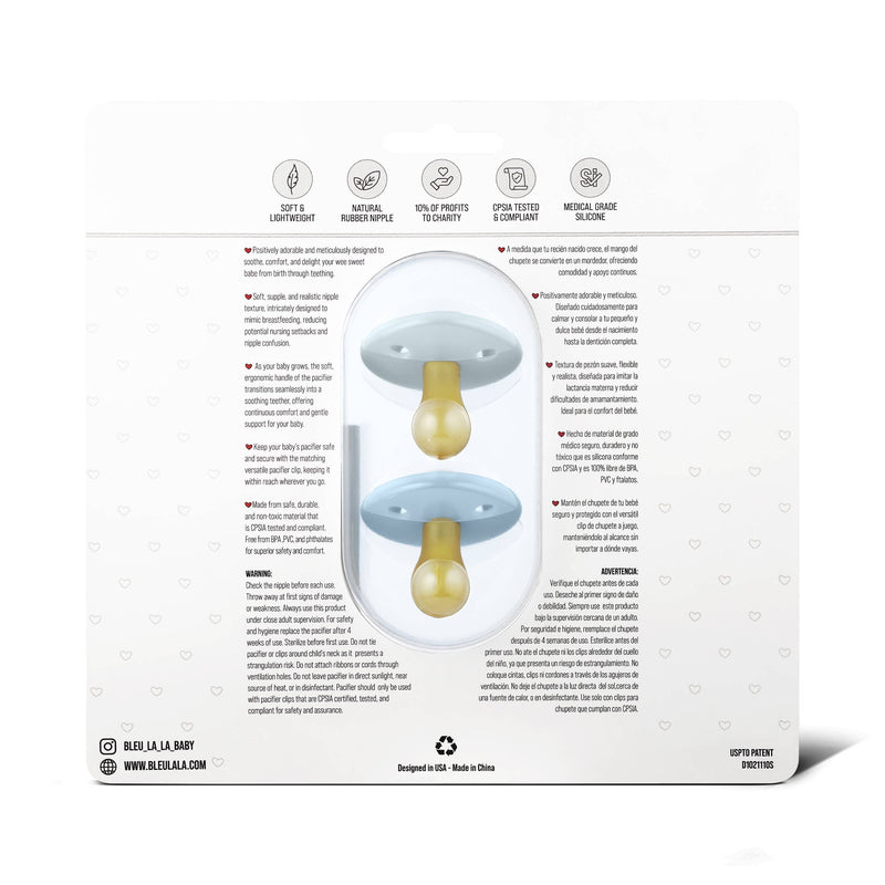 Bleu La La - Luladream Pacifier + Clip Collection - Natural Rubber Nipple Bleu La La