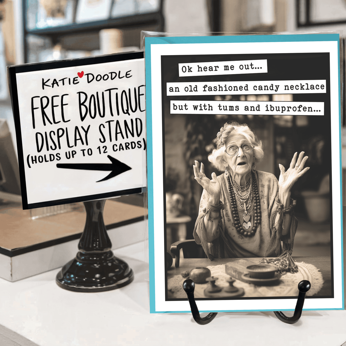 Katie Doodle | Vintage Greeting Cards, Unique Birthday Gifts - Get Well Soon Card, Get Well Gifts | FREE Card Display Stand: No Katie Doodle | Vintage Greeting Cards, Unique Birthday Gifts
