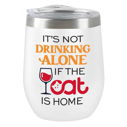 Not Drinking Alone Cat Insulated Tumbler - White