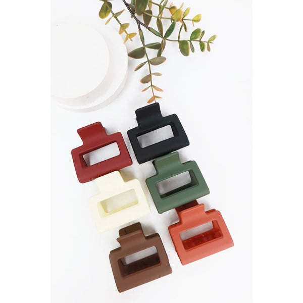 Matt Small Cut Out Rectangle Hair Claw: MIX COLOR Love and Repeat