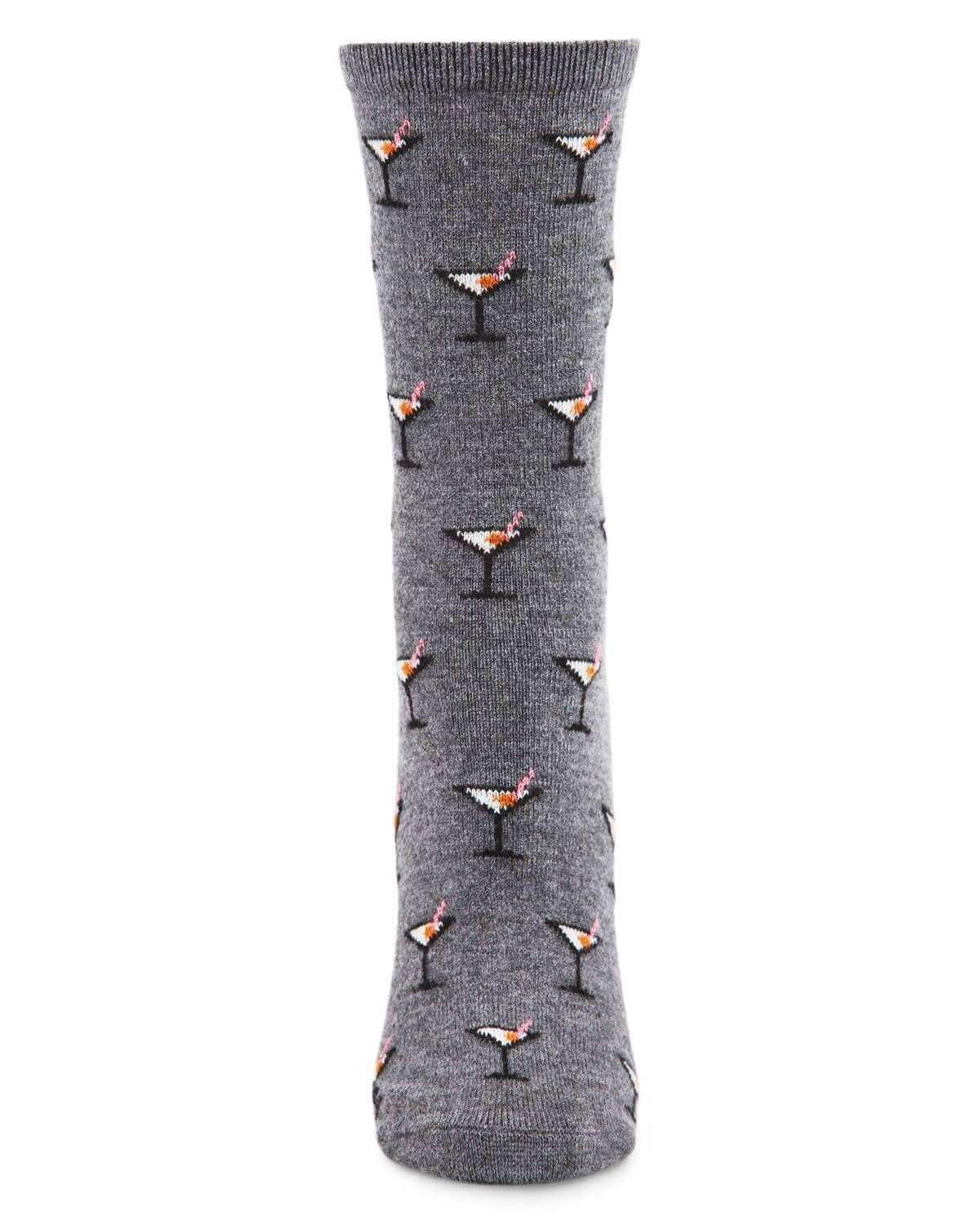 Martini Drink Cashmere Blend Crew Socks Infinity Classics International Inc.