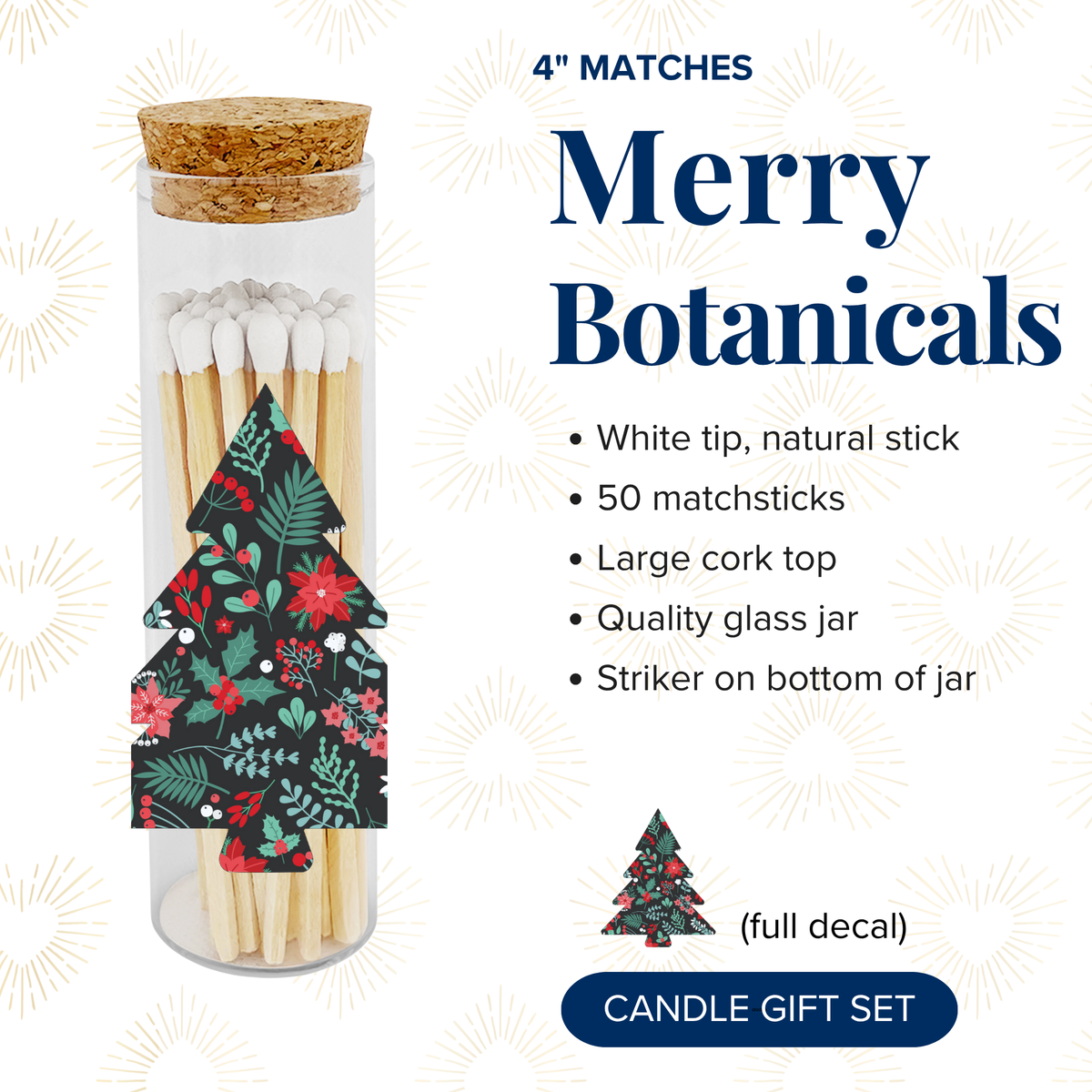 Thankful Greetings - Holiday Trees & Greens Decorative Matches - Gifts & Stocking Thankful Greetings
