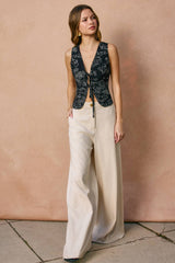 Women's Linen Blend Wide Leg Pants