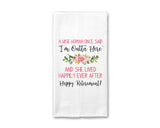 Wise Woman Retirement Dish Towel, Pink Floral Kitchen Decor Canary Road
