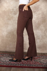 Womens Suede Flare Leg 5-Pocket Pants