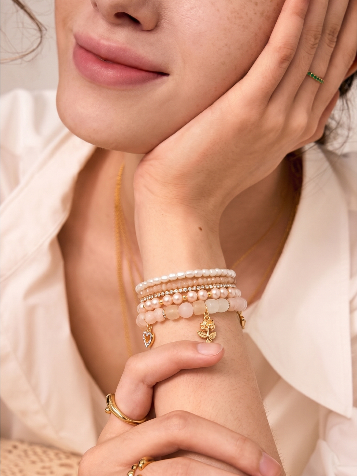 Rose Charm Beaded Bracelet Set, photo 6 of 6