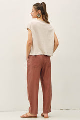 Women's Linen Barrel Pants - Sage