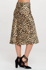 Renee C. - Made in USA Leopard Print A Line Midi Skirt Renee C.