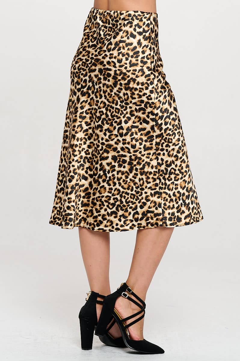 Renee C. - Made in USA Leopard Print A Line Midi Skirt Renee C.
