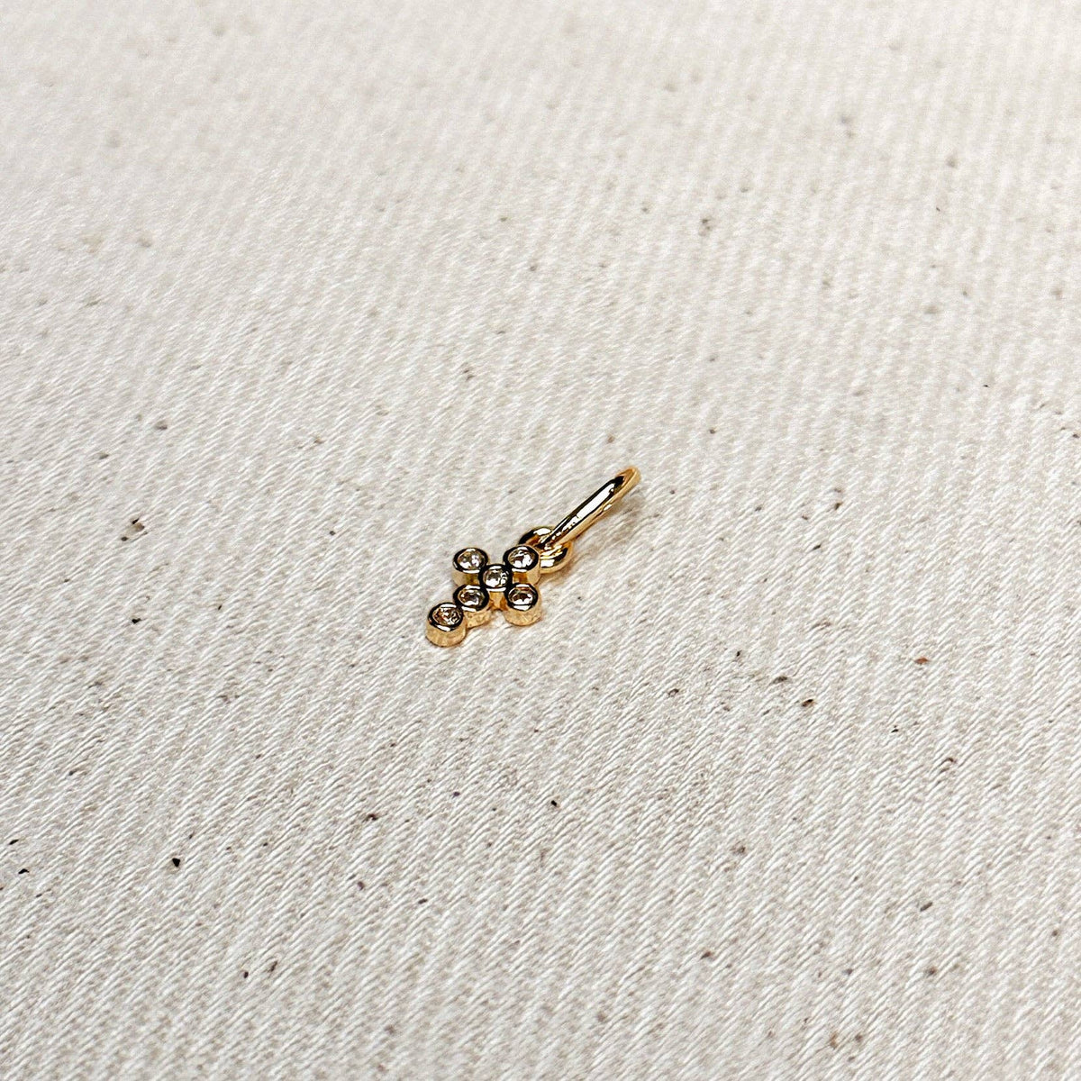 GoldFi - 18k Gold Filled Mini Bezel CZ Cross Charm GoldFi