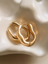 Womens 18K Gold Non-Tarnish Oval Hoop Earring