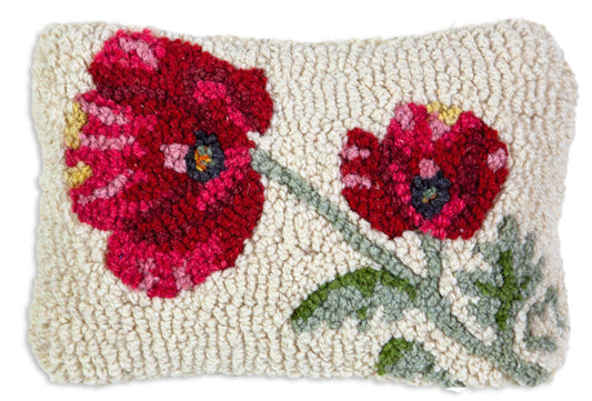 Poppy Hand-Hooked Wool Pillow