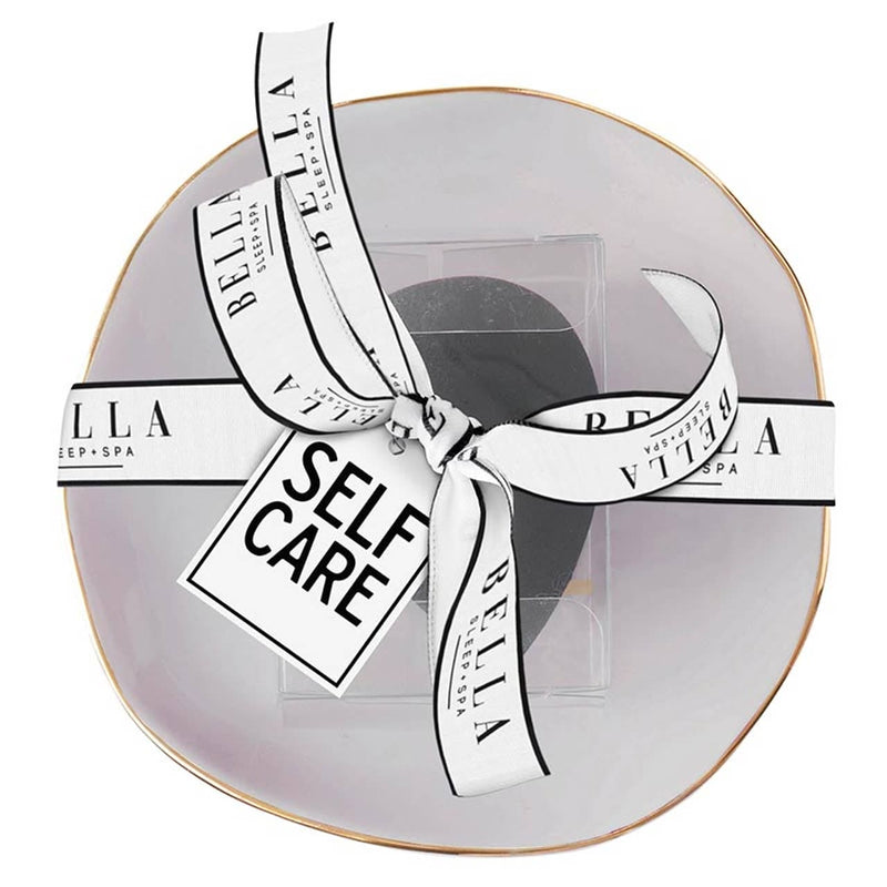 Self Care- Ceramic Tray with Makeup Sponge - Angle