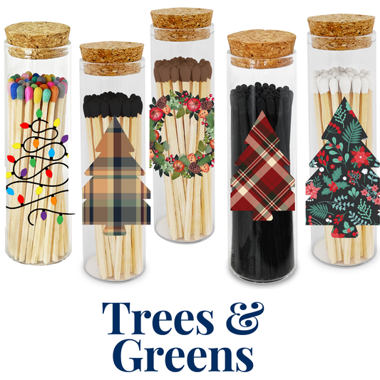 Thankful Greetings - Holiday Trees & Greens Decorative Matches - Gifts & Stocking Thankful Greetings
