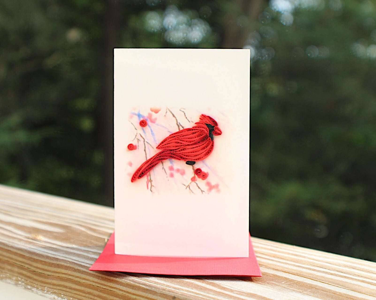 Cardinal & Holly (Mini Quilled Card)
