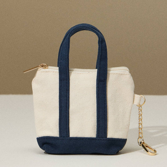 Canvas Micro Mini Coin Purse Keychain