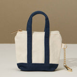 Canvas Micro Mini Coin Purse Keychain