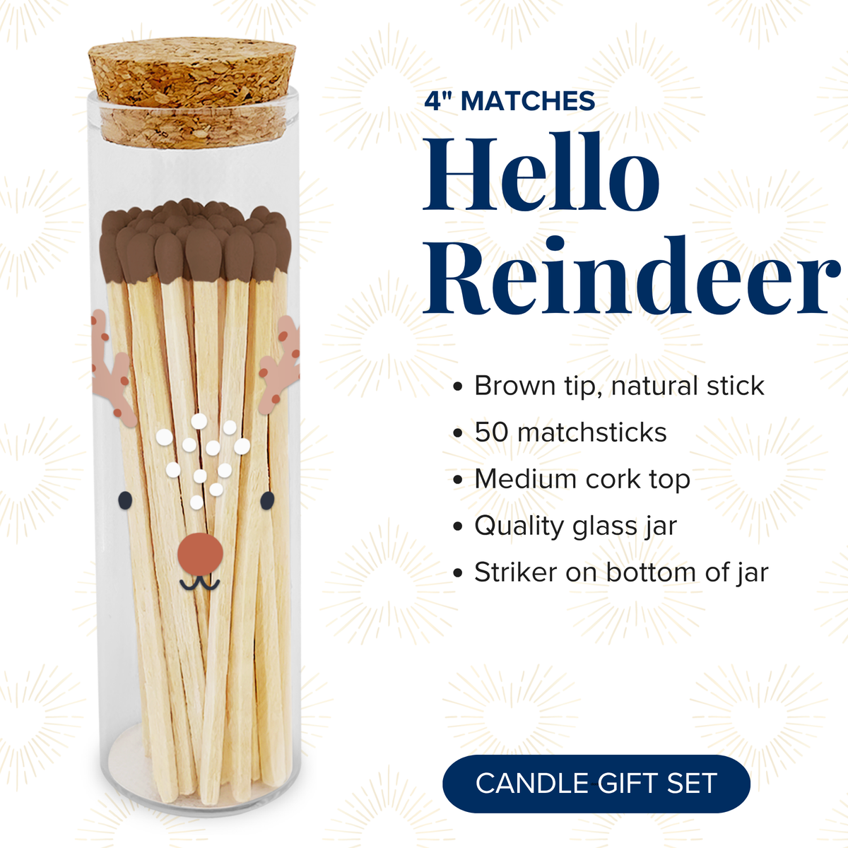 Thankful Greetings - Hello Reindeer Decorative Matches - Gifts & Stockings Thankful Greetings