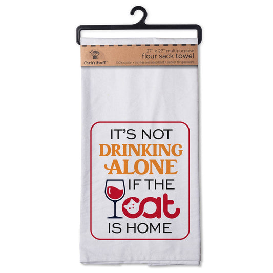 It's Not Drinking Alone Cat Flour Sack Towel