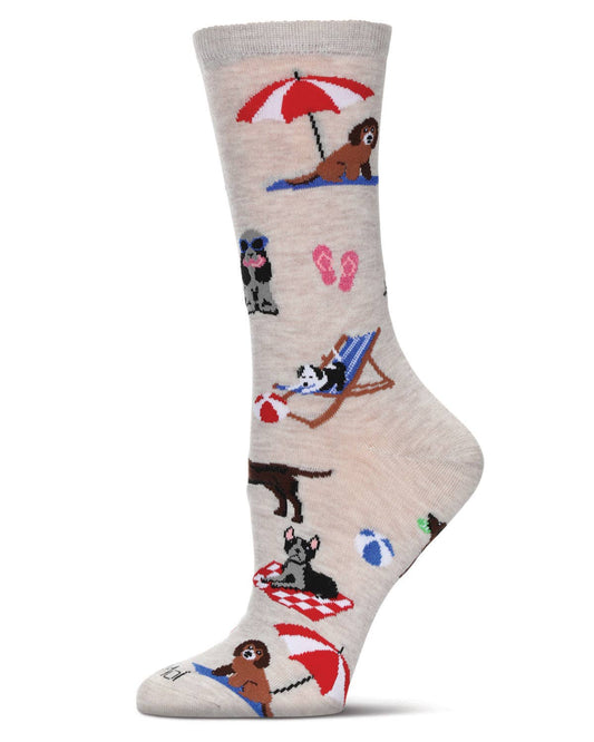 Dogs on the Beach Bamboo Blend Crew Socks