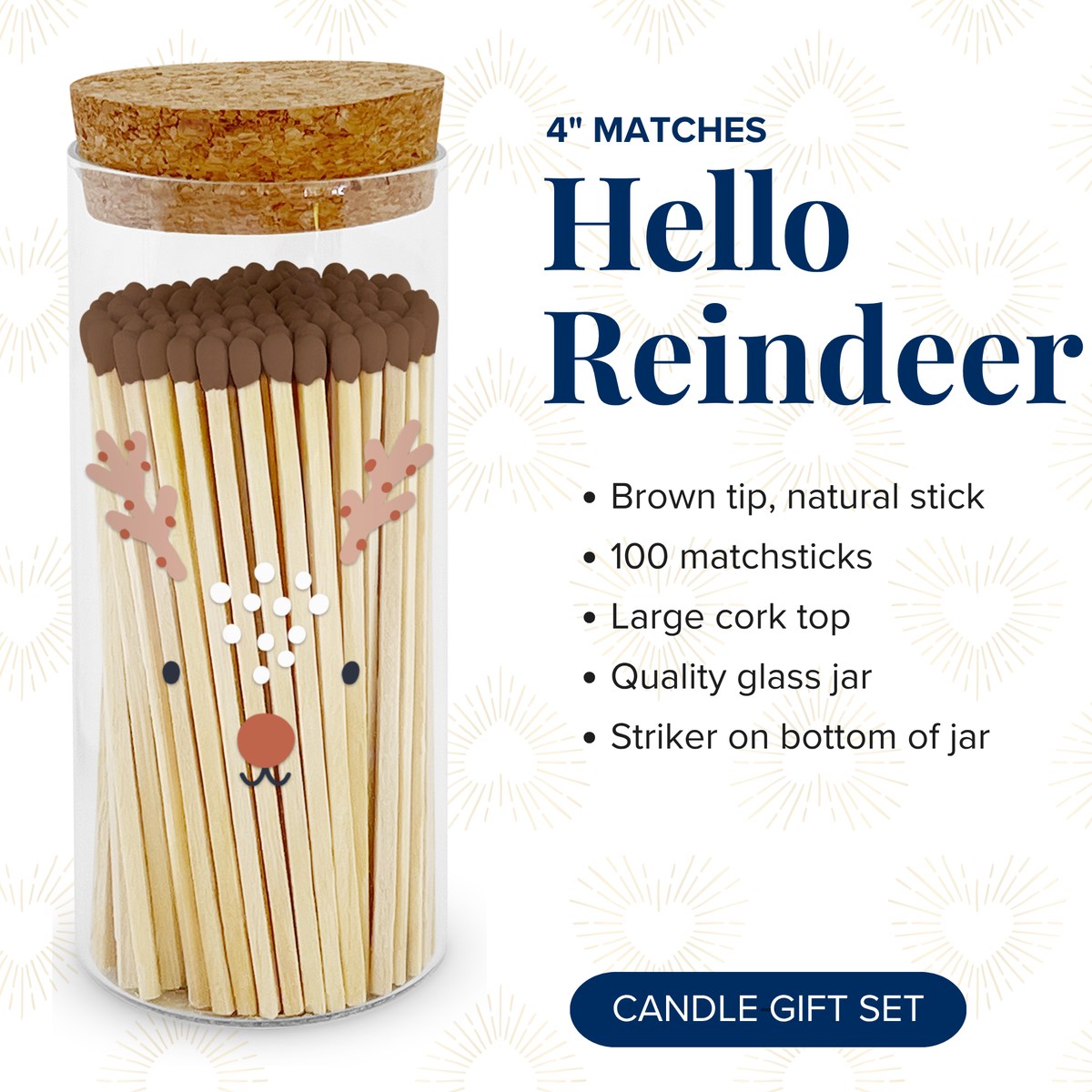 Thankful Greetings - Hello Reindeer Decorative Matches - Gifts & Stockings Thankful Greetings