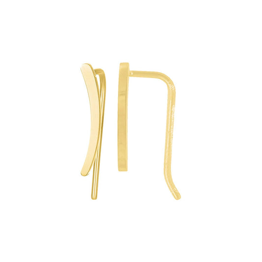 14k Gold Plated Curved Mini Climber Earrings