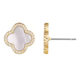 Mother of Pearl Clover Stud Earrings