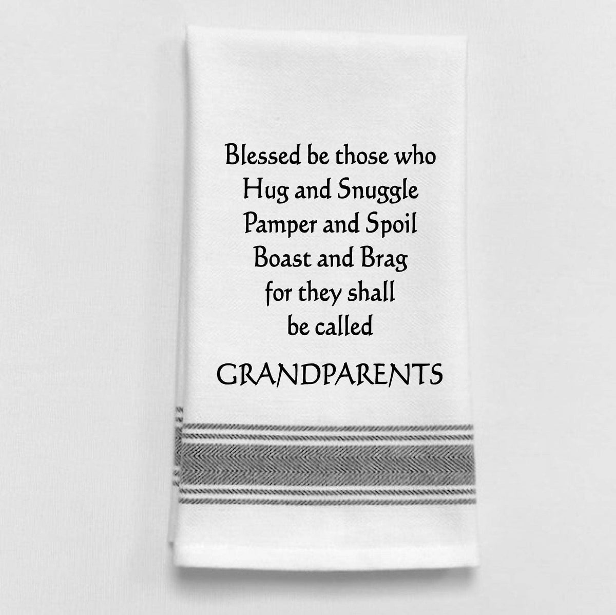 Wild Hare Designs - BB-B-76  White Kitchen Towel "Blessed be those who hug..." Wild Hare Designs