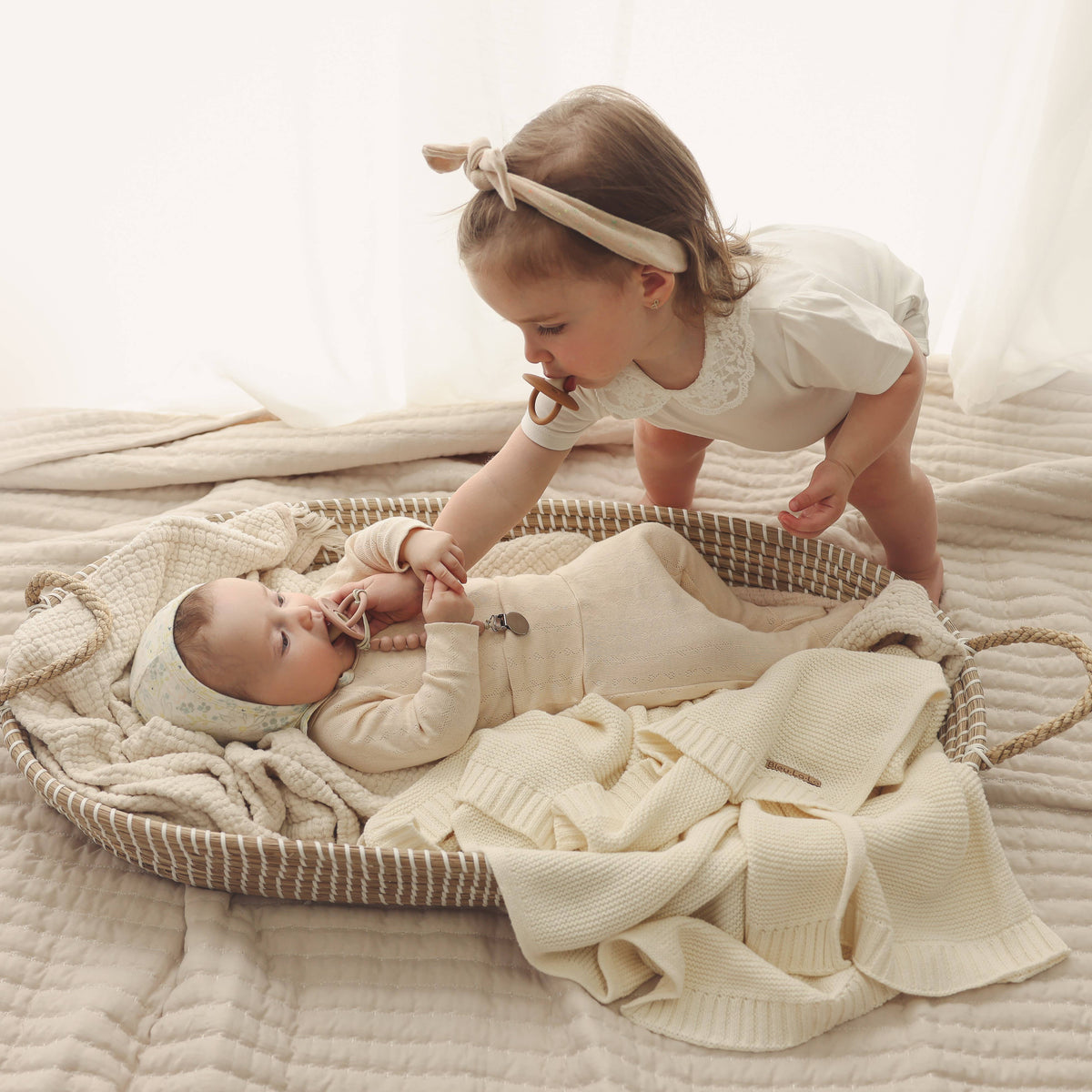 Bleu La La - Heritage Knit 100% Organic Cotton Swaddle Baby Blanket Bleu La La