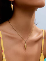 Womens 18K Gold Non-Tarnish Fish Pendant Chain Necklace