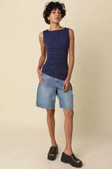 Women's  Asymmetrical Tank Top – Navy