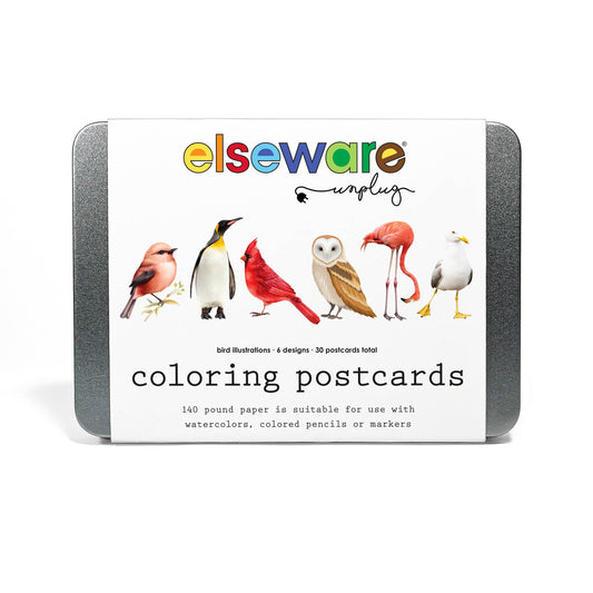 elseware unplug / eco-kids - Coloring Postcards w/ 6 Bird Designs (30cards) Stationary elseware unplug / eco-kids