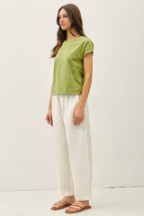 Women's Linen Barrel Pants - Sage