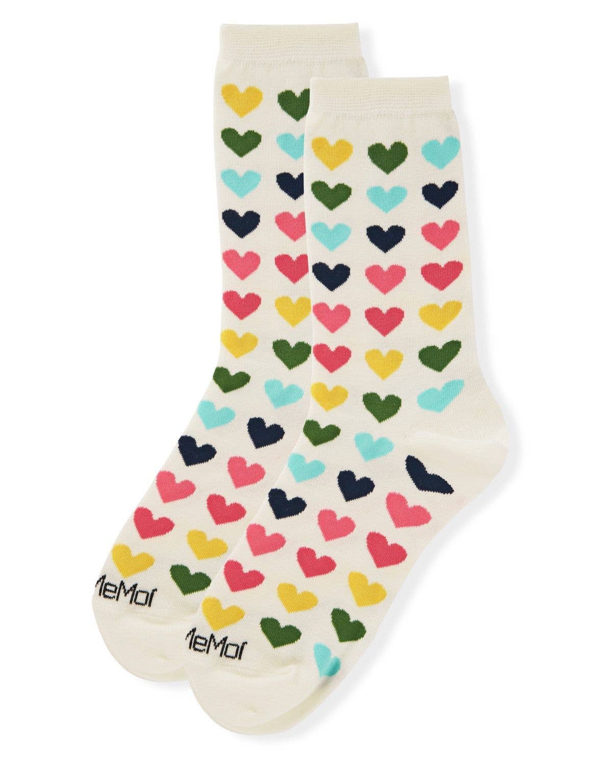 Multicolored Hearts Bamboo Crew Women's Socks