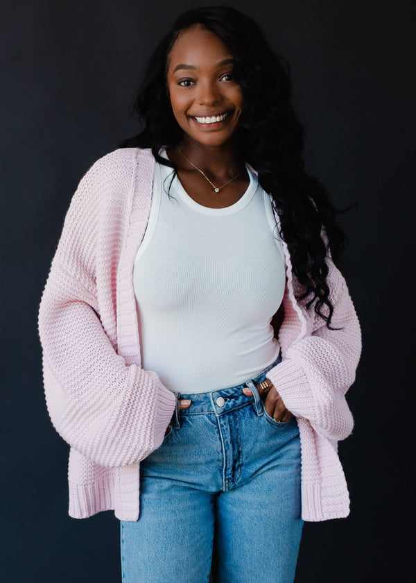 Panache Apparel Co. - Lt. Pink Ski Knit Cardigan Panache Apparel Co.