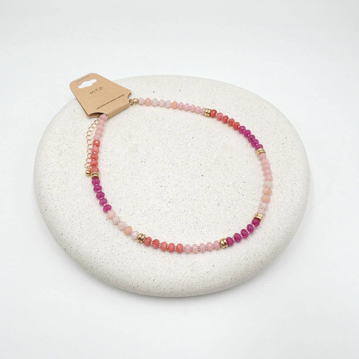 Pink Ombré Semi-Precious Stone Necklace, photo 3 of 4