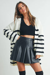 Womens Knitted Stripe Maxi Cardigan