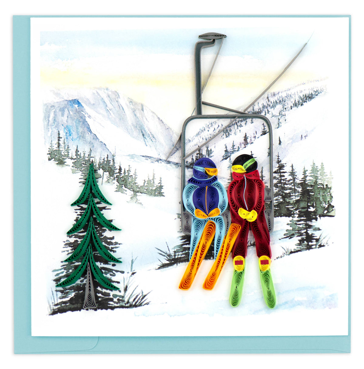 Quilling Card - Ski Lift Season's Greetings Quilled Card Quilling Card