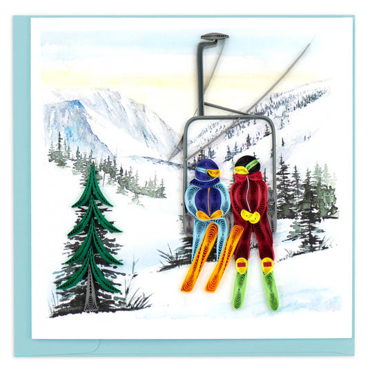 Quilling Card - Ski Lift Season's Greetings Quilled Card Quilling Card