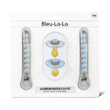 Bleu La La - Luladream Pacifier + Clip Collection - Natural Rubber Nipple Bleu La La