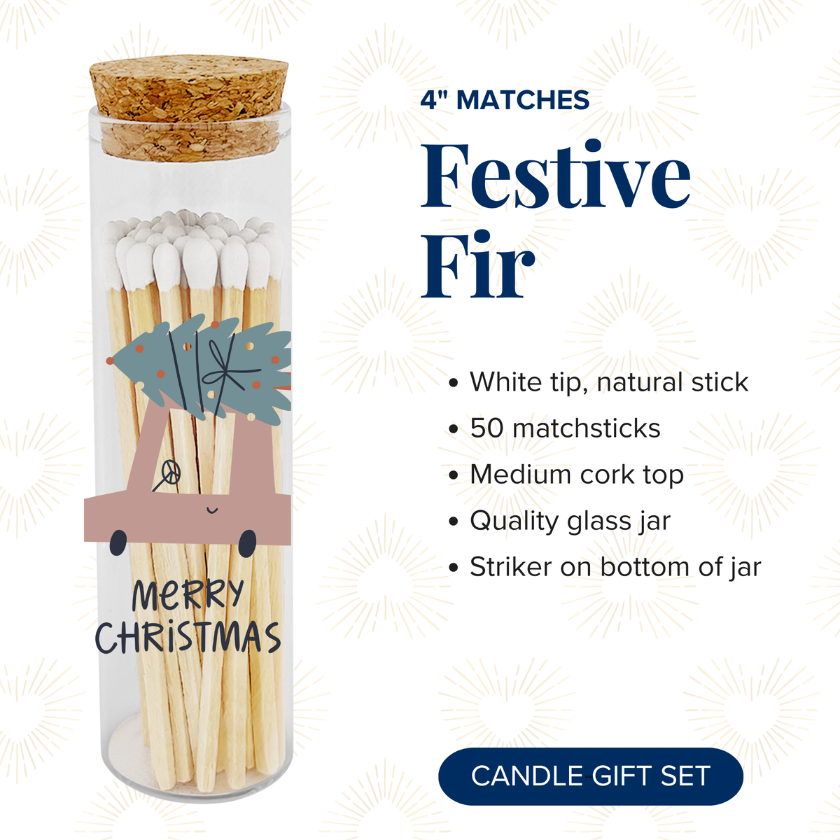 Thankful Greetings - Festive Fir Decorative Matches - Gifts & Stockings Thankful Greetings
